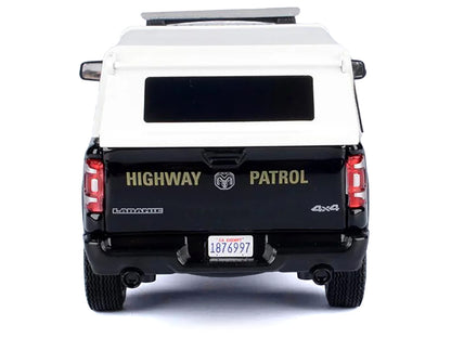 2019 RAM 1500 Laramine Crew Cab Pickup Truck "California Highway Patrol" Black and White with Truck Bed Camper "Law Enforcement and Public Service" Series 1/24-1/27 Diecast Model Car