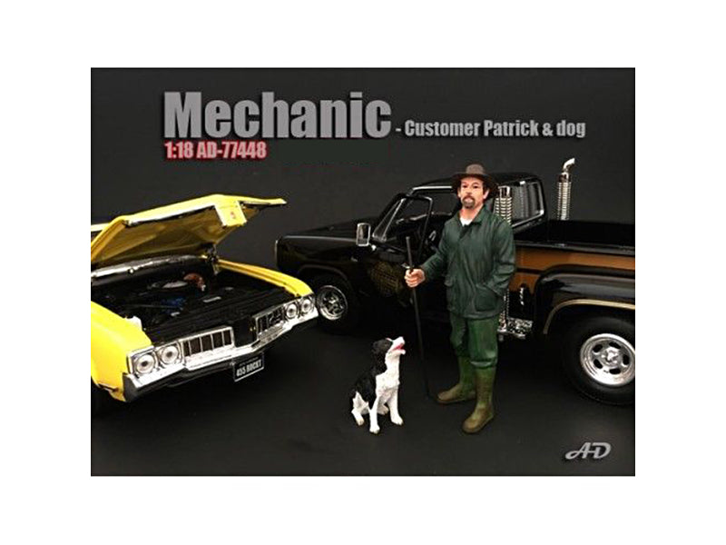 Customer Patrick and a Dog Figurine / Figure For 1:18 Models