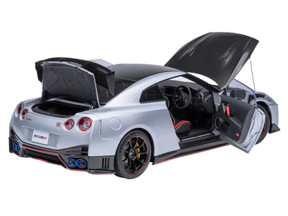 2022 Nissan GT-R (R35) Nismo Special Edition RHD (Right Hand Drive) Ultimate Metal Silver with Carbon Hood and Top 1/18 Model Car