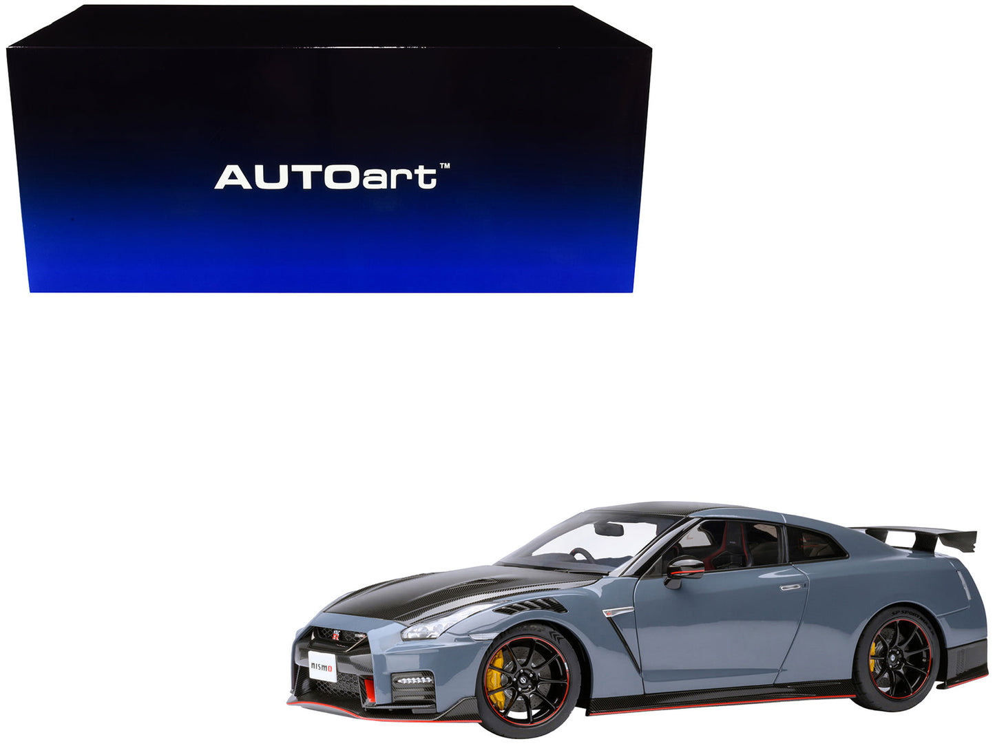 2022 Nissan GT-R (R35) Nismo Special Edition RHD (Right Hand Drive) Nismo Stealth Gray with Carbon Hood and Top 1/18 Model Car