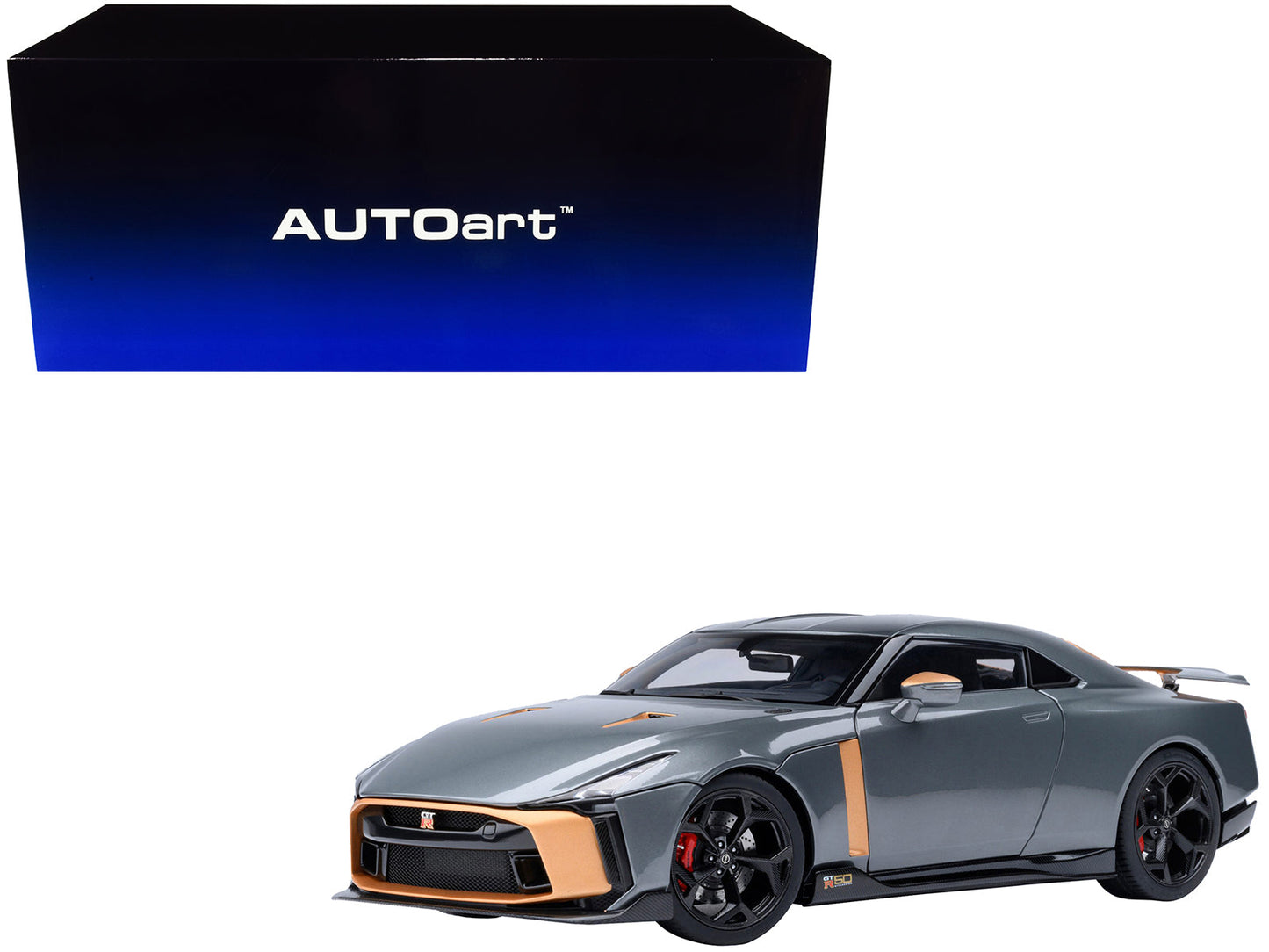 Nissan GT-R50 By ItalDesign "Goodwood Version" Liquid Kinetic Gray Metallic with Gold Accents 1/18 Model Car