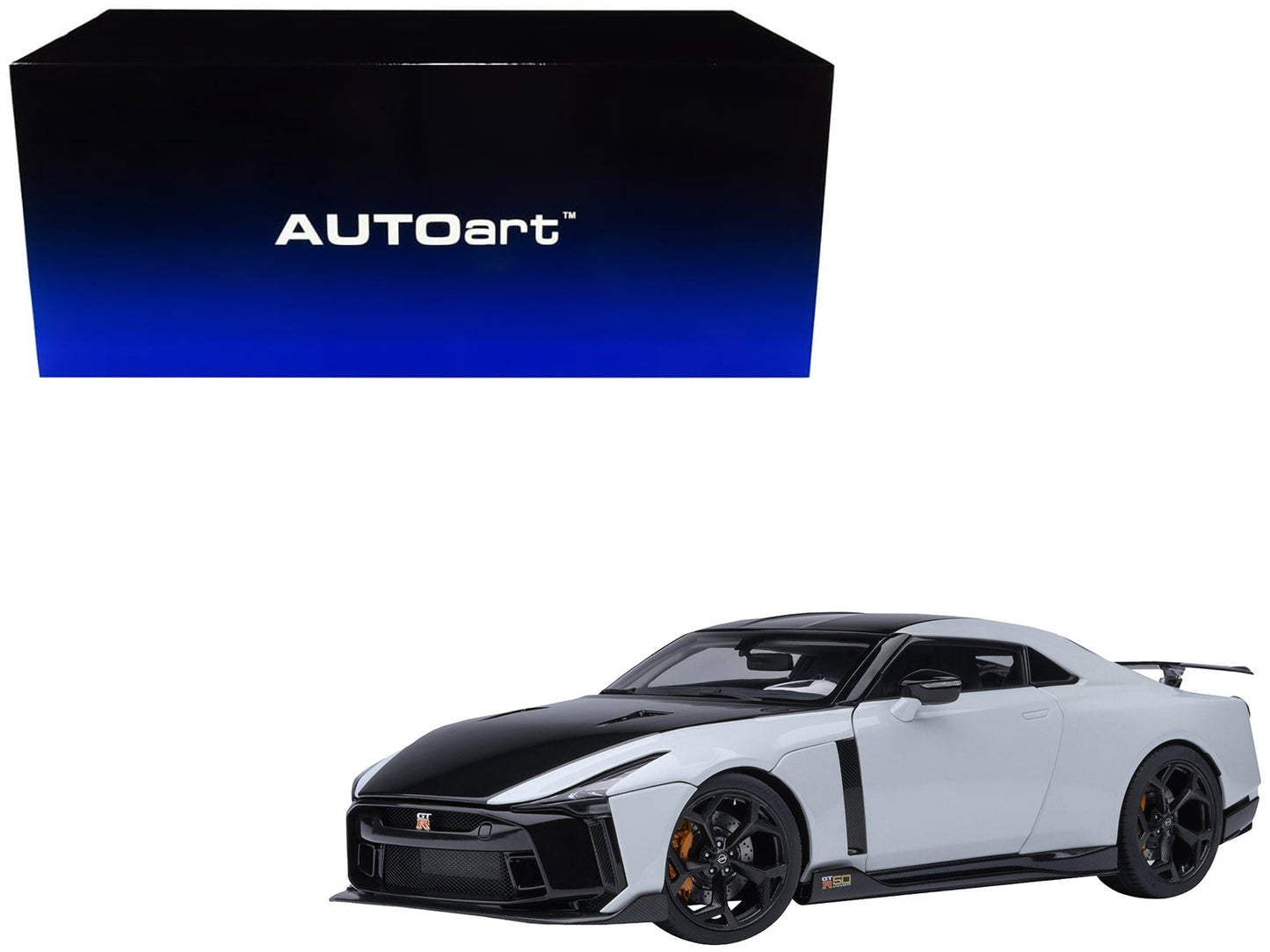 Nissan GT-R50 By ItalDesign Black and White Metallic 1/18 Model Car