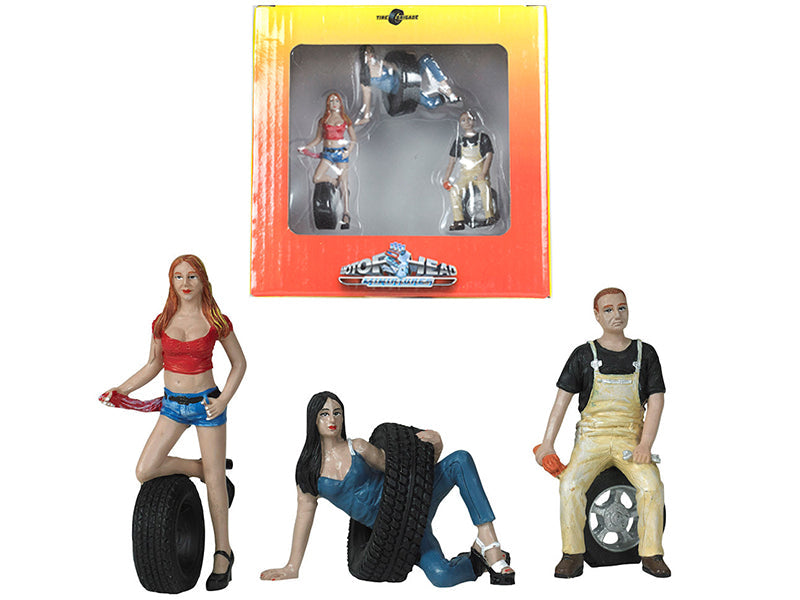 Val, Andie and Derek Tire Brigade 3 piece Figurine Set 1/24