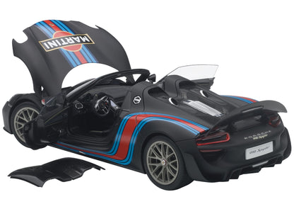 Porsche 918 Spyder Weissach Package Black/ Martini Livery #15 1/18 Model Car
