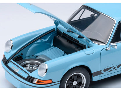 Porsche 911 Carrera 2.7 RS Gulf Blue with Black Stripes and Wheels 1/18 Model Car