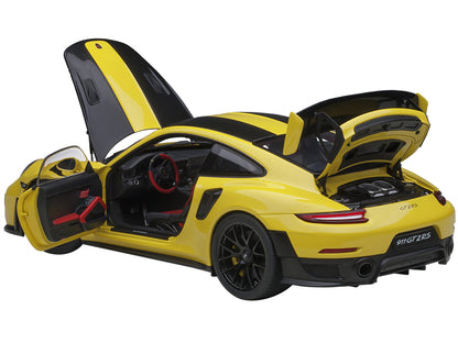 Porsche 911 (991.2) GT2 RS Weissach Package Racing Yellow with Carbon Stripes 1/18 Model Car