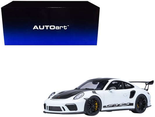 Porsche 911 (991.2) GT3 RS Weissach Package White with Carbon Hood and Top 1/18 Model Car