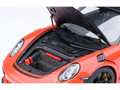 Porsche 911 (991.2) GT3 RS Weissach Lava Orange with Carbon Hood and Top 1/18 Model Car