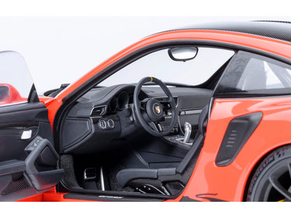 Porsche 911 (991.2) GT3 RS Weissach Lava Orange with Carbon Hood and Top 1/18 Model Car