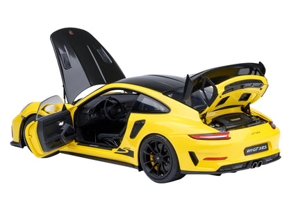 Porsche 911 (991.2) GT3 RS Weissach Racing Yellow with Carbon Hood and Top 1/18 Model Car