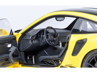 Porsche 911 (991.2) GT3 RS Weissach Racing Yellow with Carbon Hood and Top 1/18 Model Car