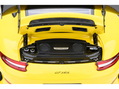 Porsche 911 (991.2) GT3 RS Weissach Racing Yellow with Carbon Hood and Top 1/18 Model Car