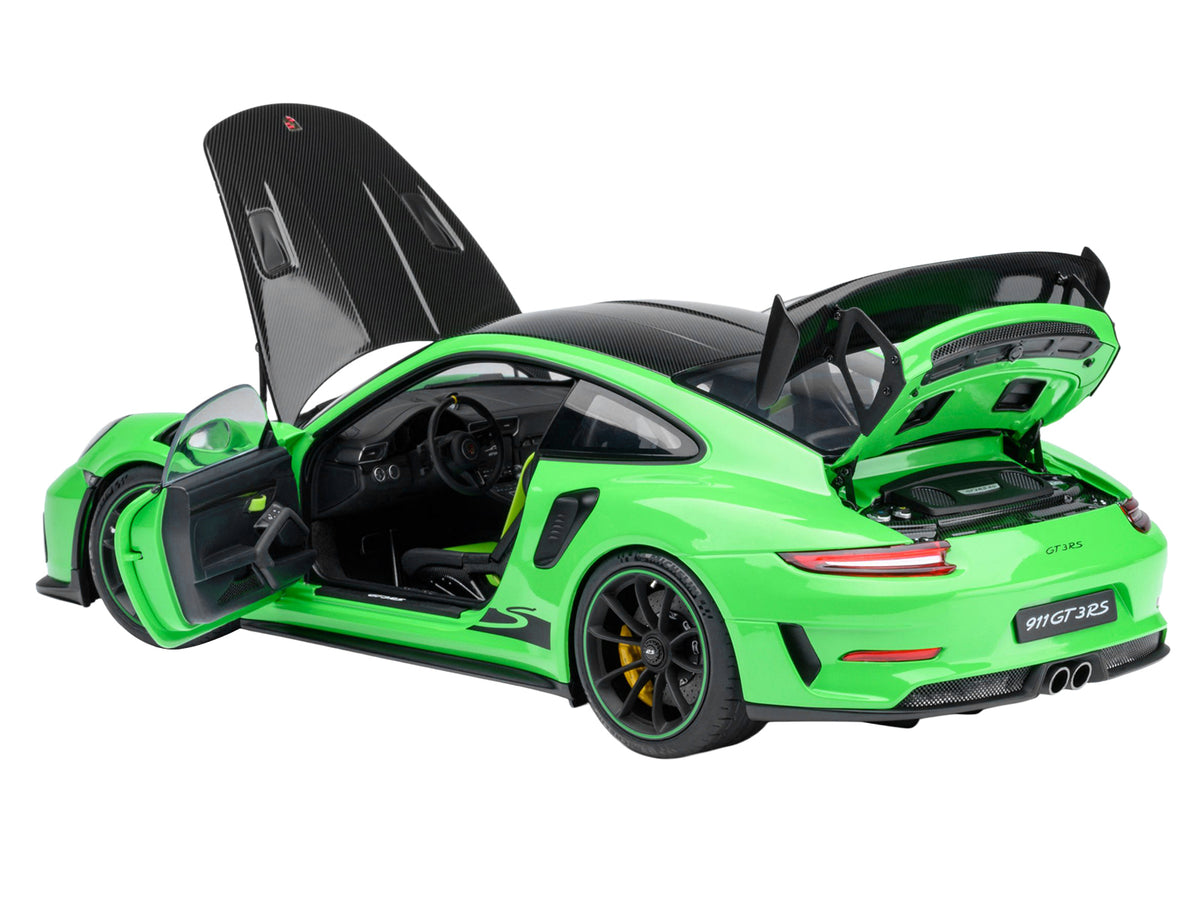 Porsche 911 (991.2) GT3 RS Weissach Lizard Green with Carbon Hood and Top 1/18 Model Car