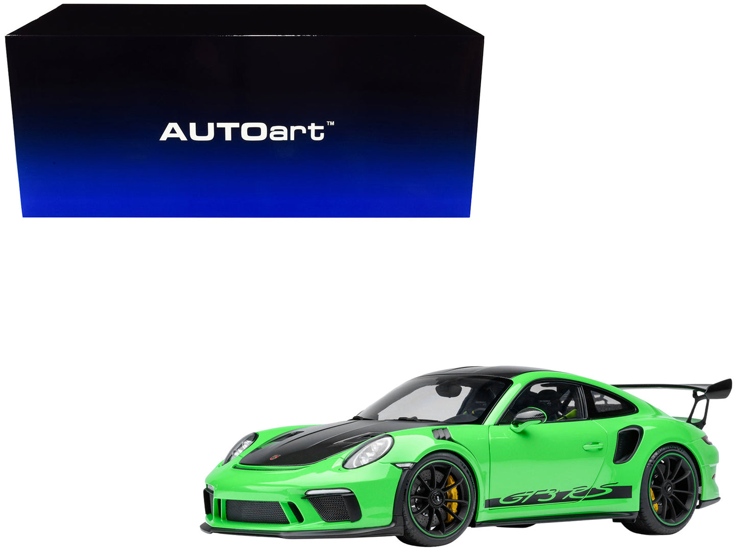 Porsche 911 (991.2) GT3 RS Weissach Lizard Green with Carbon Hood and Top 1/18 Model Car