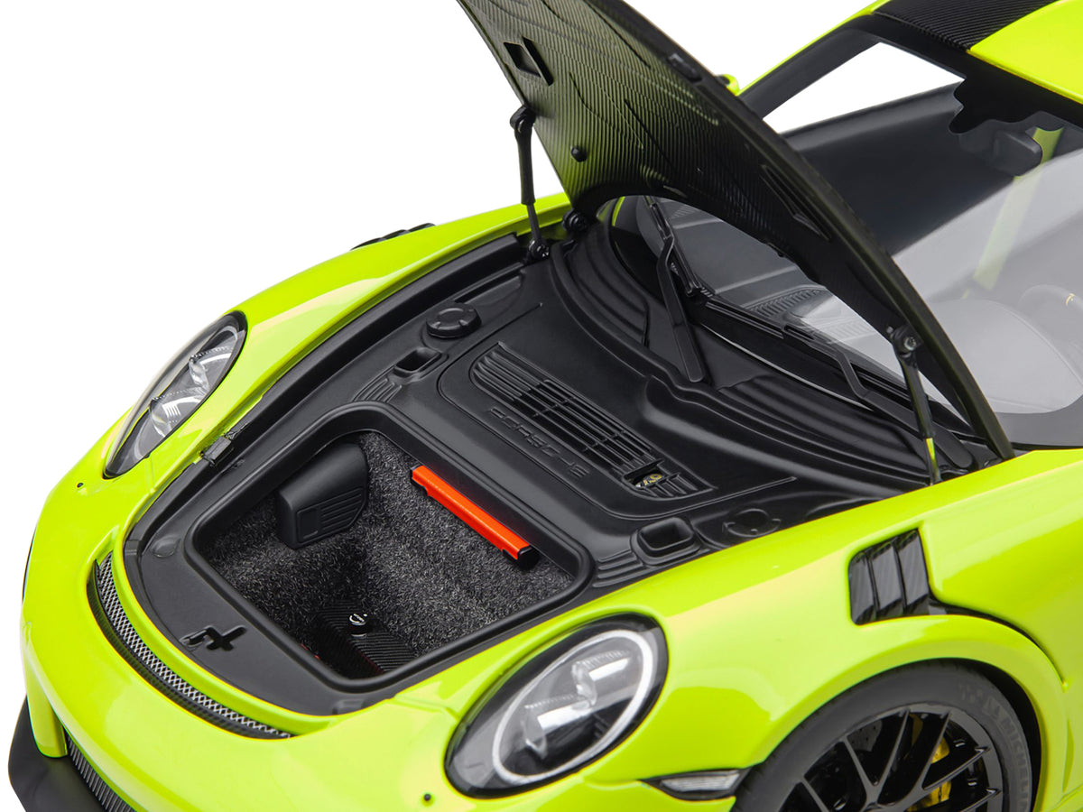 Porsche 911 (991.2) GT2 RS Weissach Package Acid Green with Carbon Stripes 1/18 Model Car