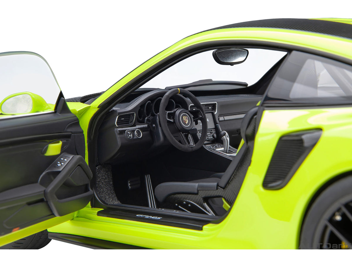 Porsche 911 (991.2) GT2 RS Weissach Package Acid Green with Carbon Stripes 1/18 Model Car