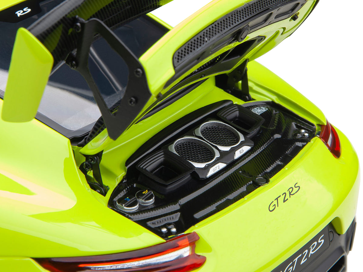 Porsche 911 (991.2) GT2 RS Weissach Package Acid Green with Carbon Stripes 1/18 Model Car