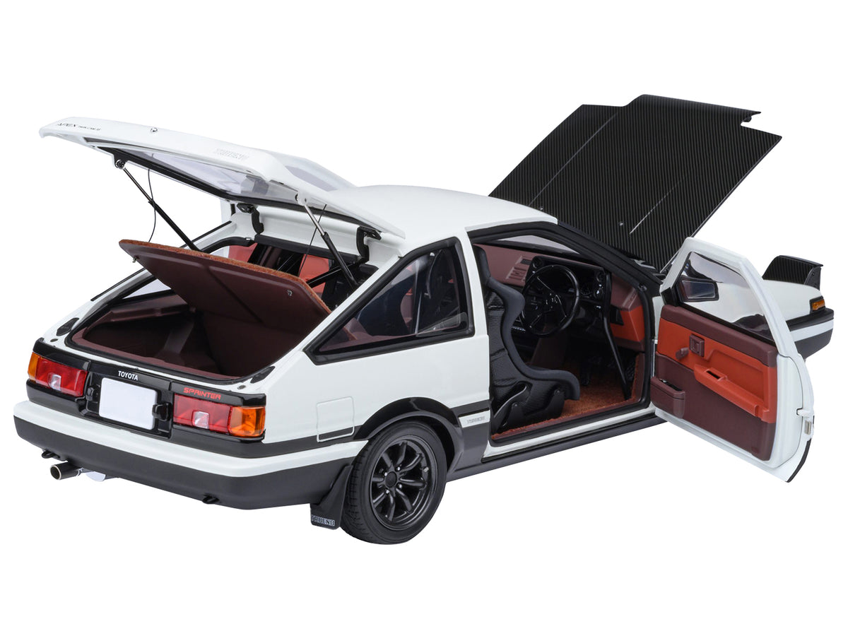 Toyota Sprinter Trueno (AE86) RHD (Right Hand Drive) "Project D Final Version" White with Carbon Hood "Initial D" (1995-2013) TV Series "30th Anniversary" 1/18 Model Car
