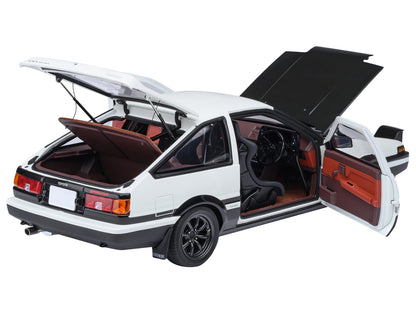 Toyota Sprinter Trueno (AE86) RHD (Right Hand Drive) "Project D Final Version" White with Carbon Hood "Initial D" (1995-2013) TV Series "30th Anniversary" 1/18 Model Car