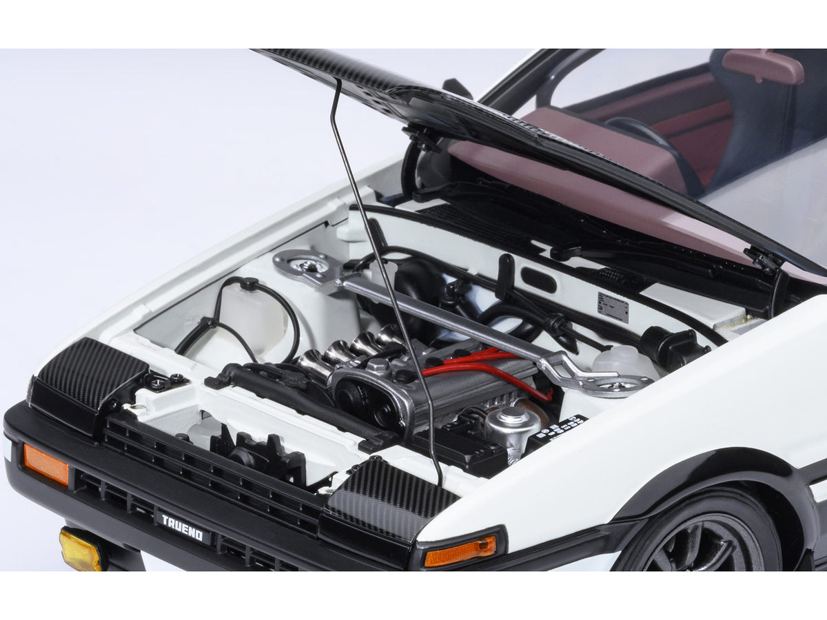 Toyota Sprinter Trueno (AE86) RHD (Right Hand Drive) "Project D Final Version" White with Carbon Hood "Initial D" (1995-2013) TV Series "30th Anniversary" 1/18 Model Car