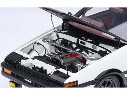 Toyota Sprinter Trueno (AE86) RHD (Right Hand Drive) "Project D Final Version" White with Carbon Hood "Initial D" (1995-2013) TV Series "30th Anniversary" 1/18 Model Car