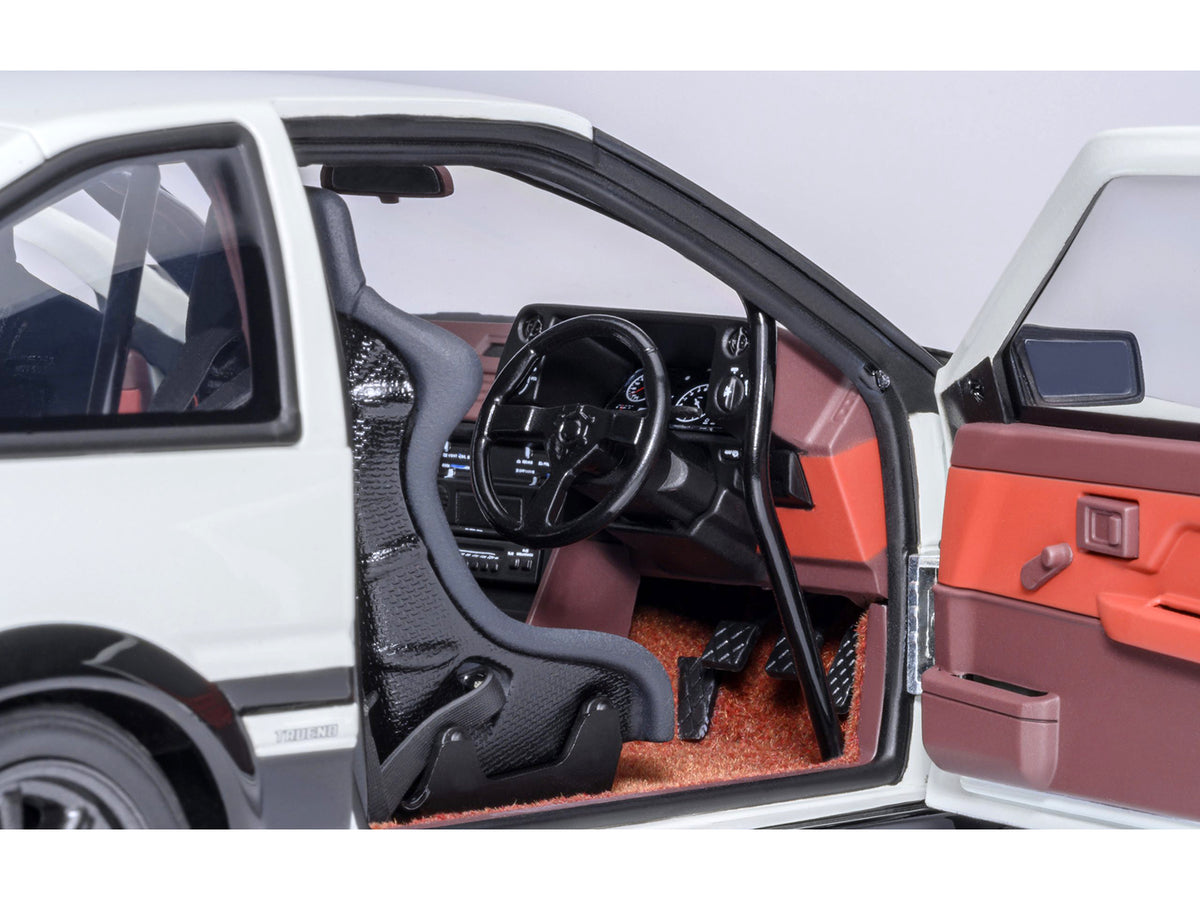 Toyota Sprinter Trueno (AE86) RHD (Right Hand Drive) "Project D Final Version" White with Carbon Hood "Initial D" (1995-2013) TV Series "30th Anniversary" 1/18 Model Car
