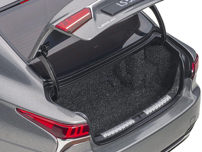 Lexus LS500h Manganese Luster Gray Metallic with Crimson and Black Interior 1/18 Model Car