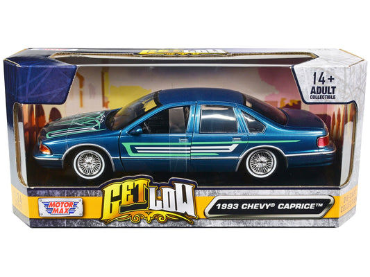 1993 Chevrolet Caprice Lowrider Blue Metallic with Graphics "Get Low" Series 1/24 Diecast Model Car