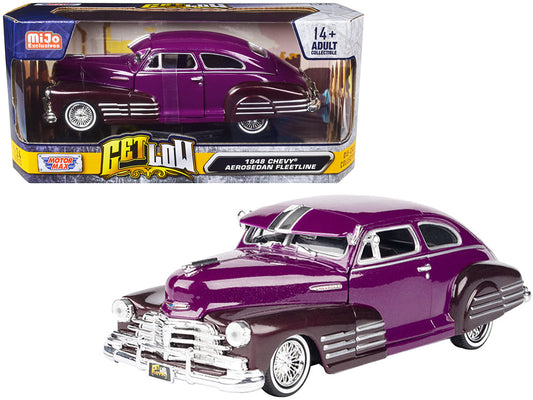 1948 Chevrolet Aerosedan Fleetside Lowrider Purple Metallic and Dark Purple Metallic Two-Tone "Get Low" Series 1/24 Diecast Model Car