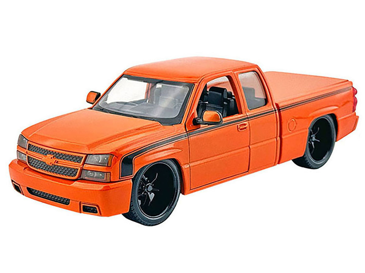 2006 Chevrolet Silverado Custom Pickup Truck Orange Metallic with Black Stripes "Die-Cast Collection" Series 1/25 Diecast Model Car