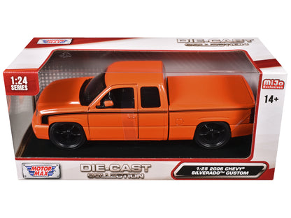 2006 Chevrolet Silverado Custom Pickup Truck Orange Metallic with Black Stripes "Die-Cast Collection" Series 1/25 Diecast Model Car