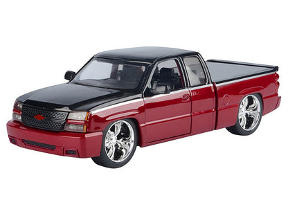 2006 Chevrolet Silverado Custom Pickup Truck Red Metallic and Black with Silver Stripes "Die-Cast Collection" Series 1/25 Diecast Model Car