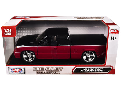 2006 Chevrolet Silverado Custom Pickup Truck Red Metallic and Black with Silver Stripes "Die-Cast Collection" Series 1/25 Diecast Model Car