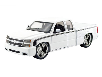 2006 Chevrolet Silverado Custom Pickup Truck White with Black Stripes "Die-Cast Collection" Series 1/25 Diecast Model Car