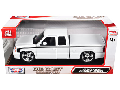 2006 Chevrolet Silverado Custom Pickup Truck White with Black Stripes "Die-Cast Collection" Series 1/25 Diecast Model Car