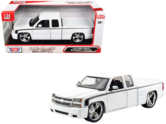 2006 Chevrolet Silverado Custom Pickup Truck White with Black Stripes "Die-Cast Collection" Series 1/25 Diecast Model Car