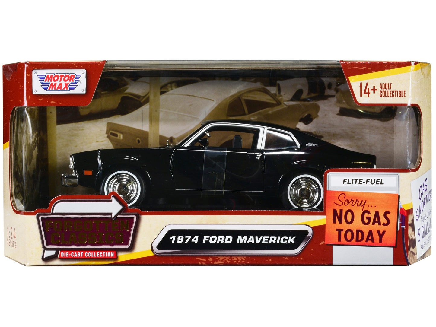 1974 Ford Maverick Black "Forgotten Classics" Series 1/24 Diecast Model Car