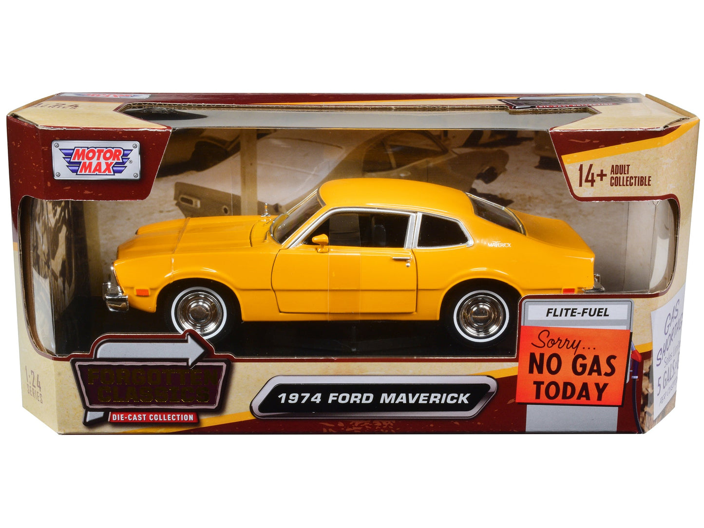 1974 Ford Maverick Yellow "Forgotten Classics" 1/24 Diecast Model Car