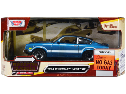 1974 Chevrolet Vega GT Blue Metallic with White Stripes "Forgotten Classics" Series 1/24 Diecast Model Car