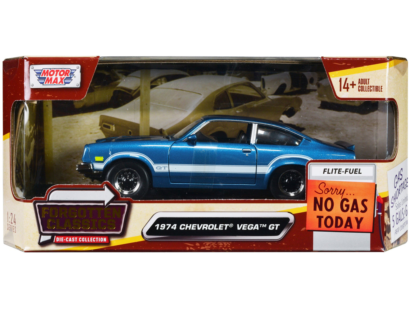 1974 Chevrolet Vega GT Blue Metallic with White Stripes "Forgotten Classics" Series 1/24 Diecast Model Car