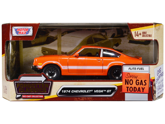1974 Chevrolet Vega GT Orange Metallic with White Stripes "Forgotten Classics" Series 1/24 Diecast Model Car