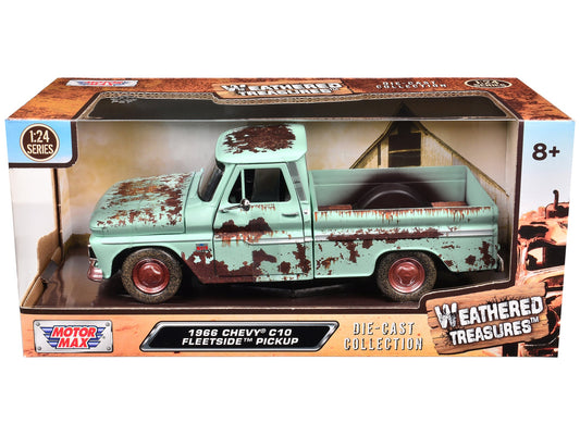 1966 Chevrolet C10 Fleetside Pickup Truck Light Green (Rusted) "Weathered Treasures" Series 1/24 Diecast Model Car