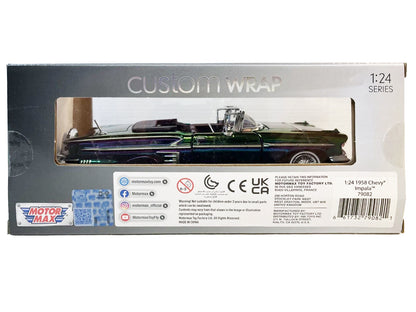 1958 Chevrolet Impala Green and Purple Chrome "Custom Wrap" Series 1/24 Diecast Model Car