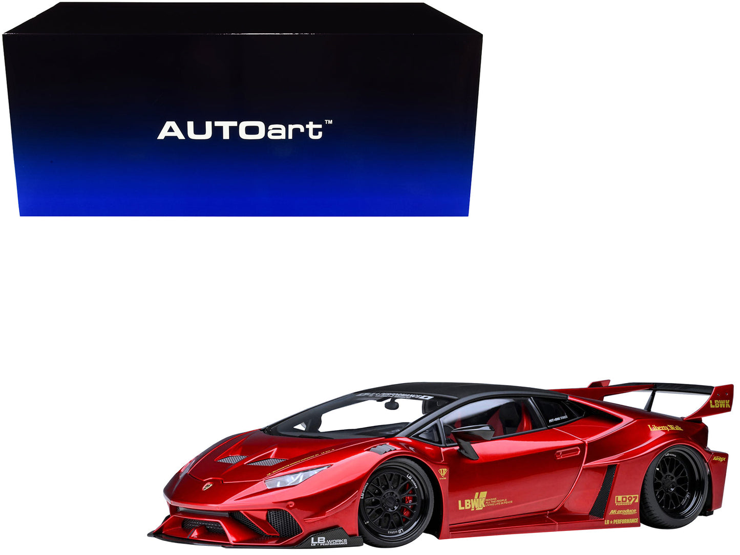 Lamborghini Huracan GT "LB-Silhouette Works" Hyper Red Metallic with Black Top 1/18 Model Car