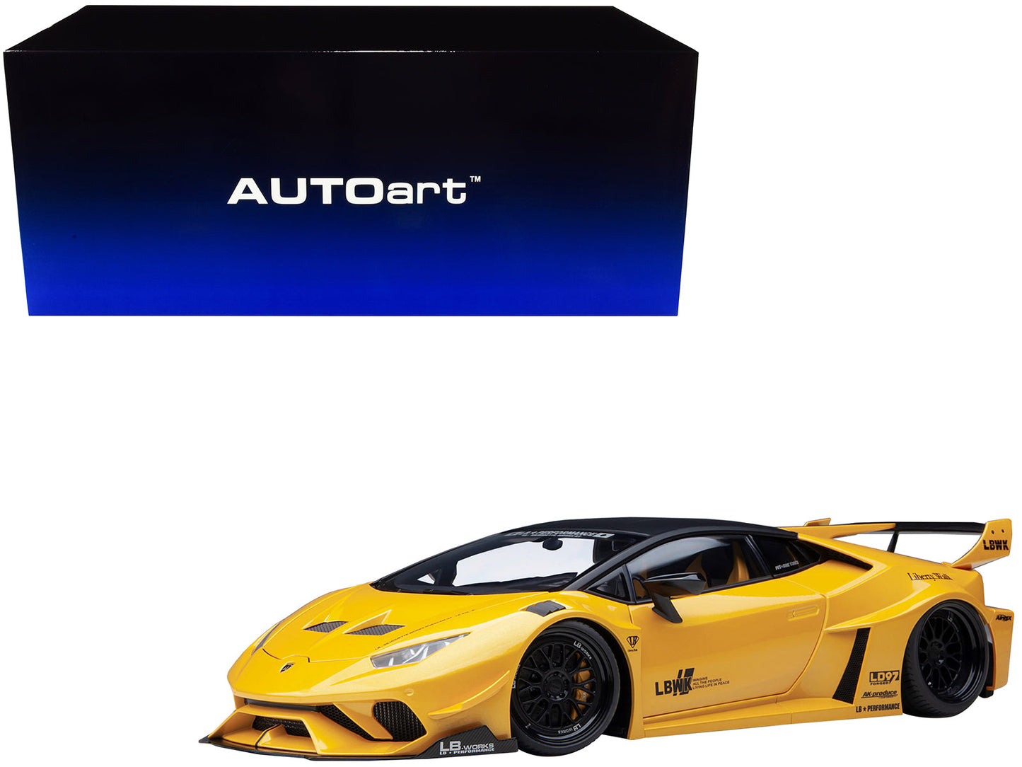 Lamborghini Huracan GT "LB-Silhouette Works" Yellow Metallic with Black Top 1/18 Model Car