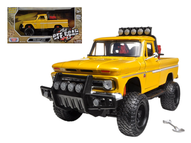 1966 Chevrolet C10 Fleetside Pickup Truck Off Road Yellow 1/24 Diecast Model