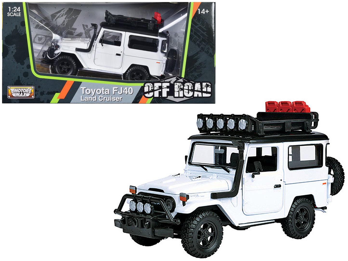 Toyota FJ40 Land Cruiser White "4x4 Overlanders" Series 1/24 Diecast Model Car