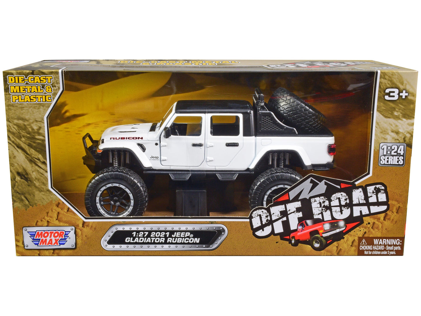 2021 Jeep Gladiator Rubicon Off-Road Pickup Truck White with Black Top "Off Road" Series 1/27 Diecast Model Car