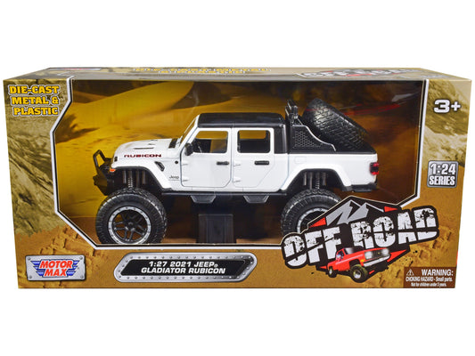 2021 Jeep Gladiator Rubicon Off-Road Pickup Truck White with Black Top "Off Road" Series 1/27 Diecast Model Car