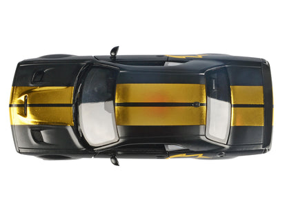 2018 Dodge Challenger SRT Hellcat Widebody Matt Black with Gold Stripes and Graphics "Midnight Eclipse" Series 1/24 Diecast Model Car